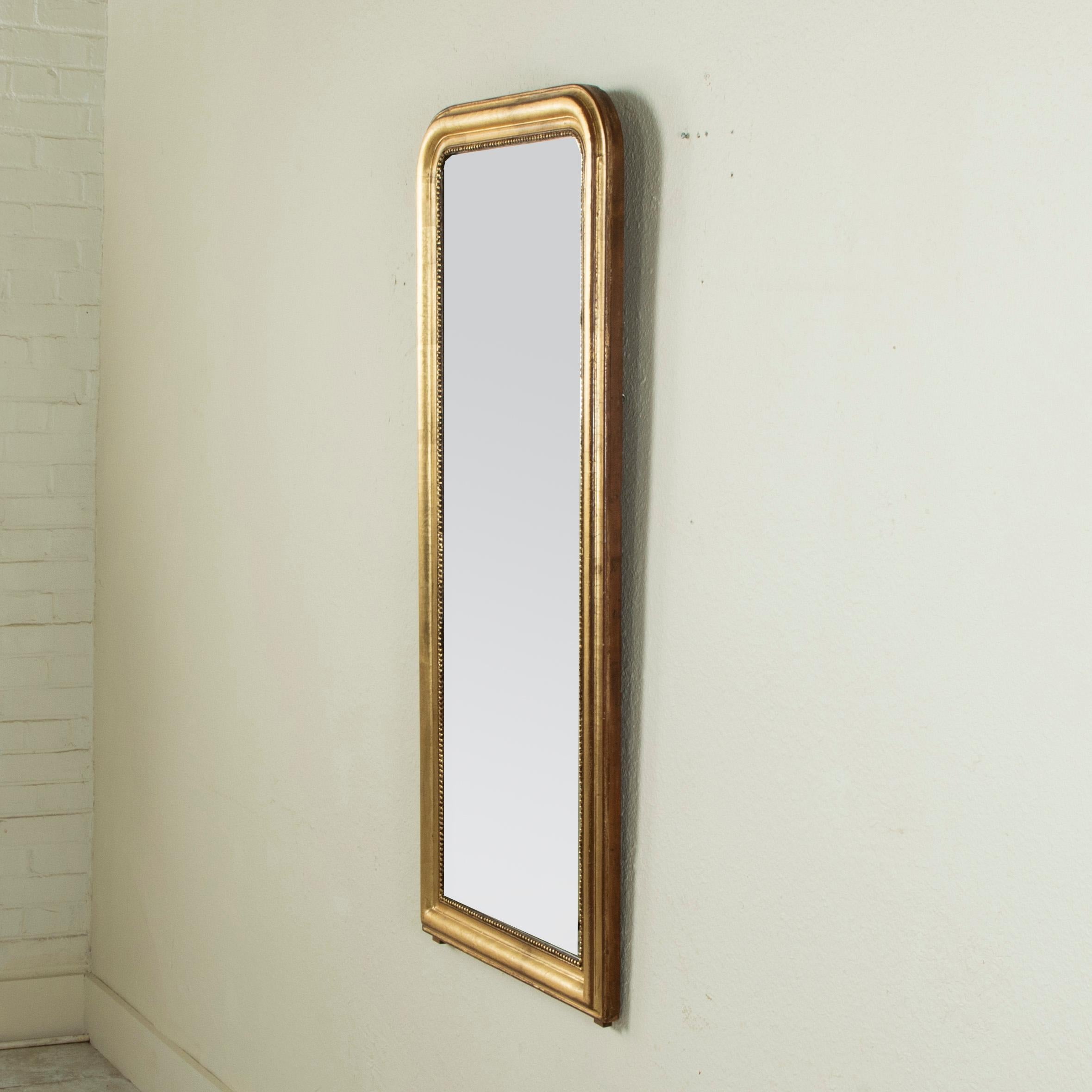 Tall Narrow 19th Century French Louis Philippe Period Giltwood Mirror In Good Condition In Fayetteville, AR