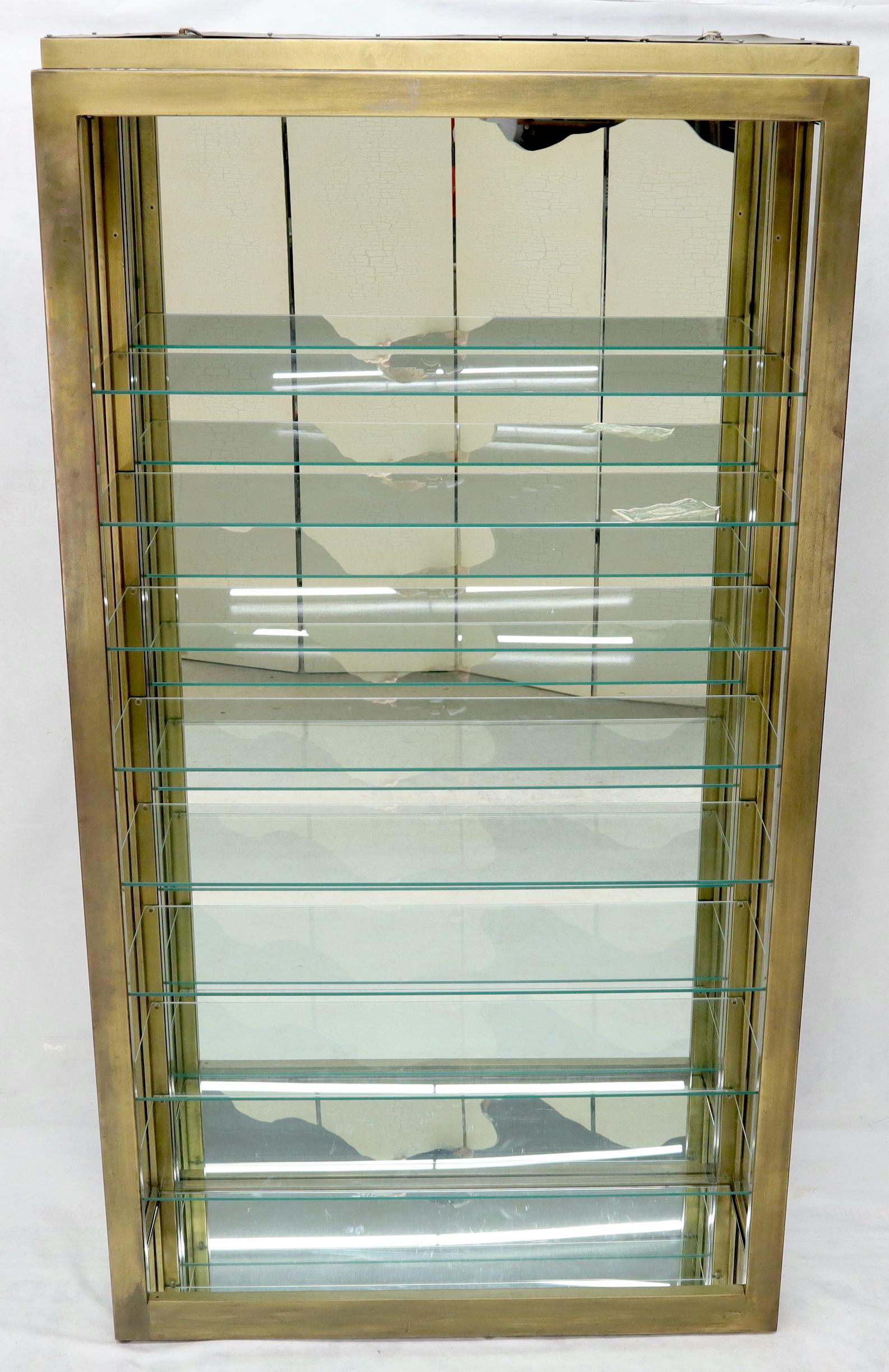 Tall Narrow Brass Finish Adjustable Glass Shelves Unit Bookcase Storage Etagere 2