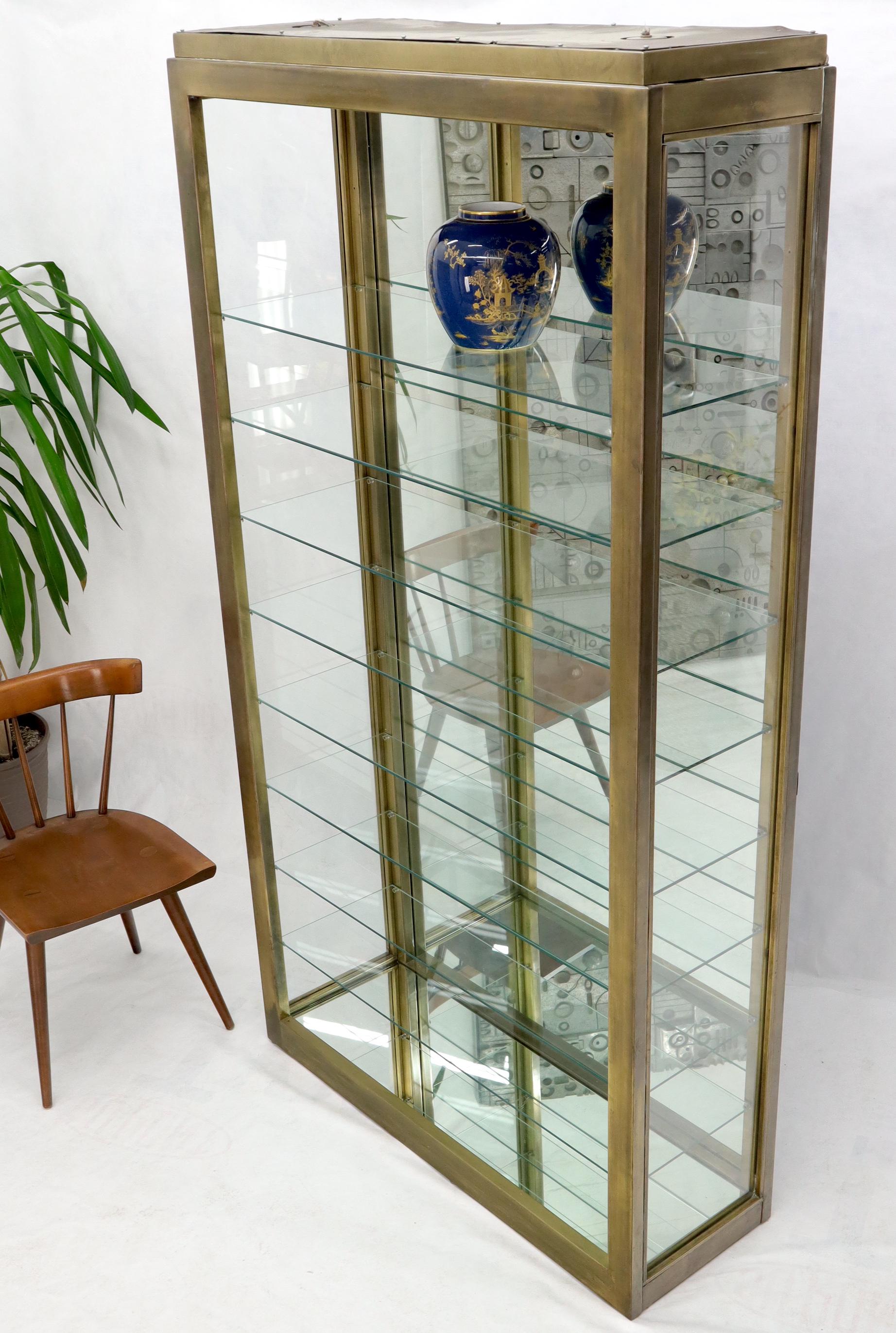 Tall Narrow Brass Finish Adjustable Glass Shelves Unit Bookcase Storage Etagere 3