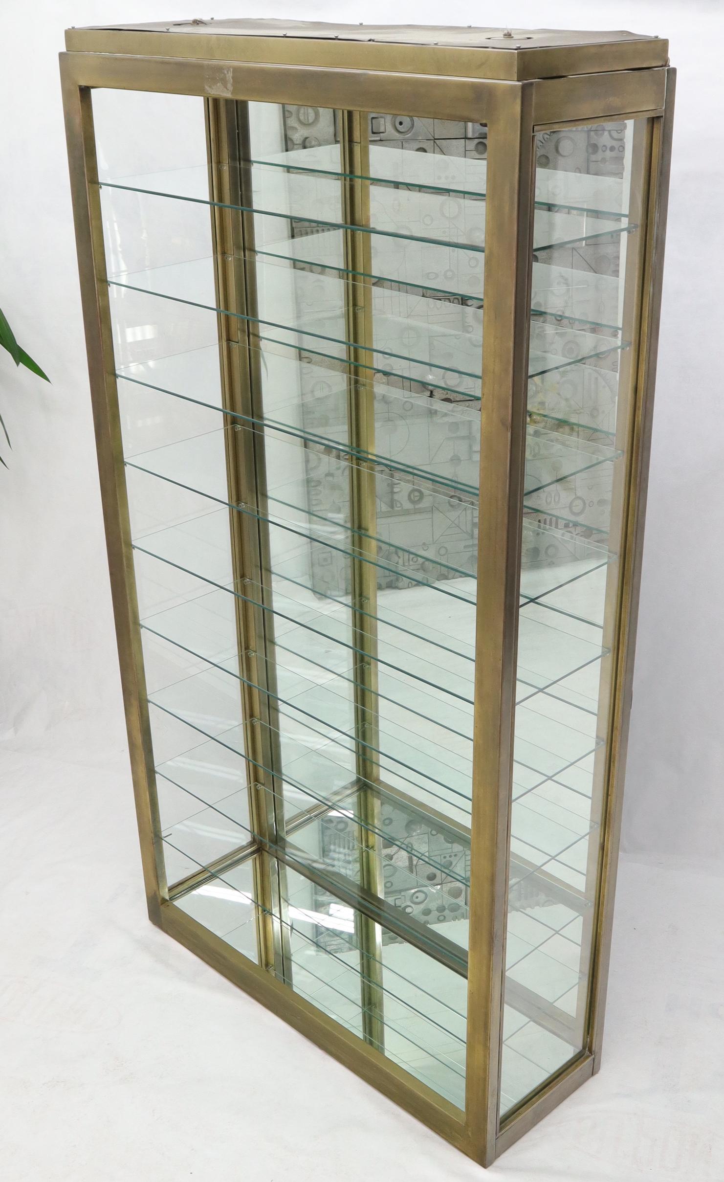 Tall Narrow Brass Finish Adjustable Glass Shelves Unit Bookcase Storage Etagere 4