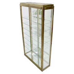 Tall Narrow Brass Finish Adjustable Glass Shelves Unit Bookcase Storage Etagere