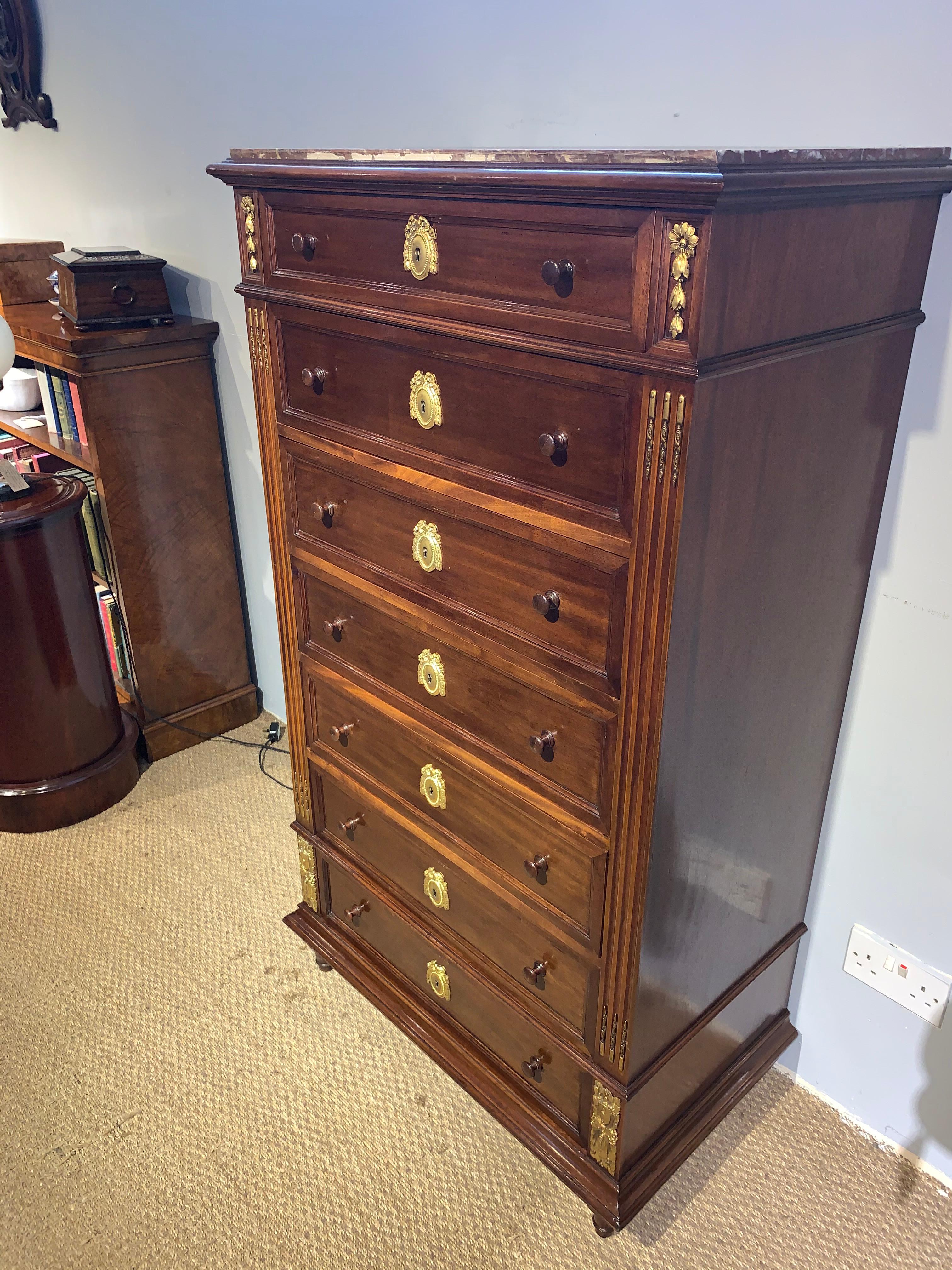 Walnut Tall Narrow Chest of Drawers For Sale