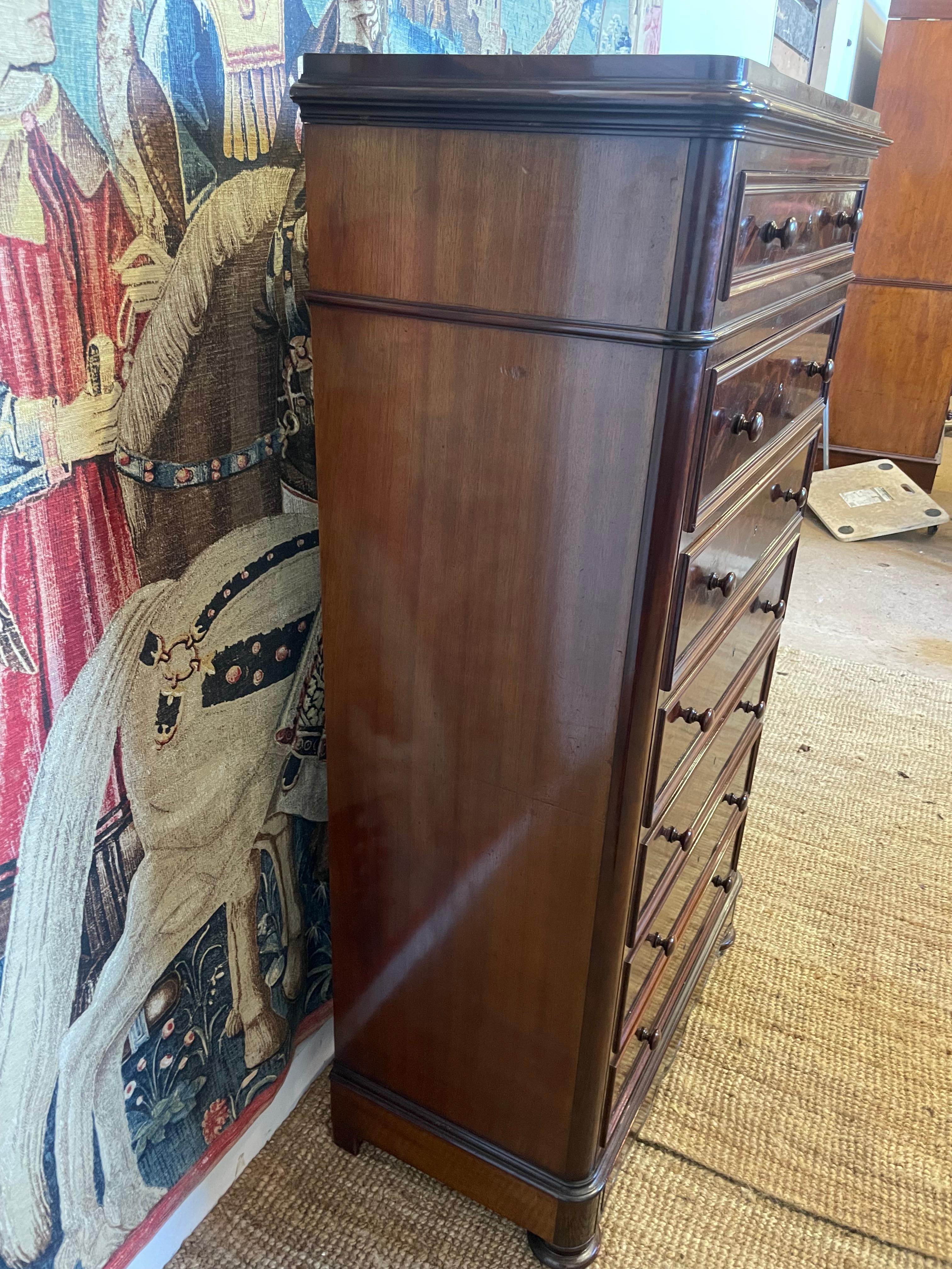 Tall narrow chest of drawers / semainier / French commode  For Sale 1