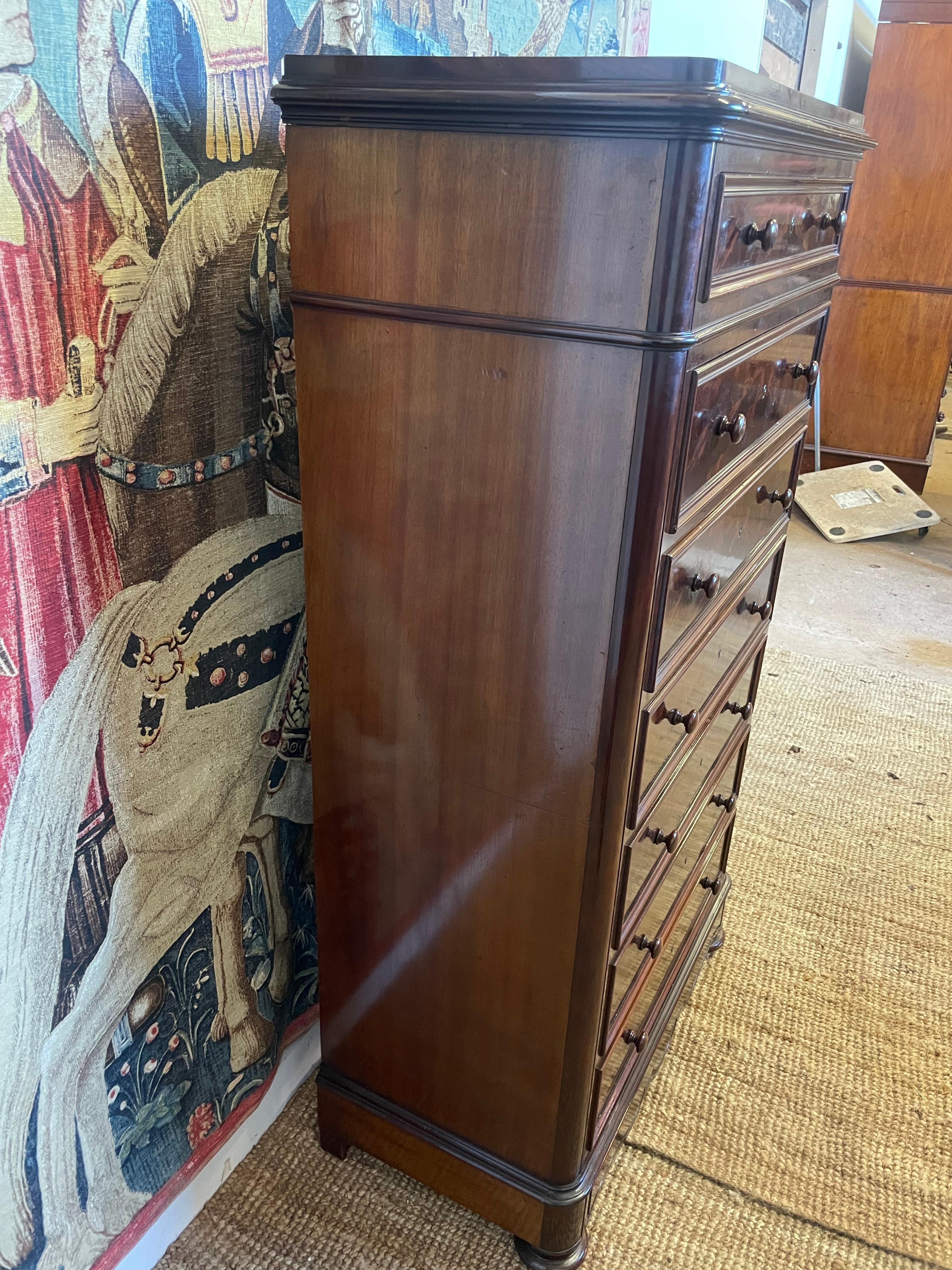 Tall narrow chest of drawers / semainier / French commode  For Sale 2
