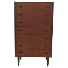 Retro Tall and Narrow Danish Teak Dresser