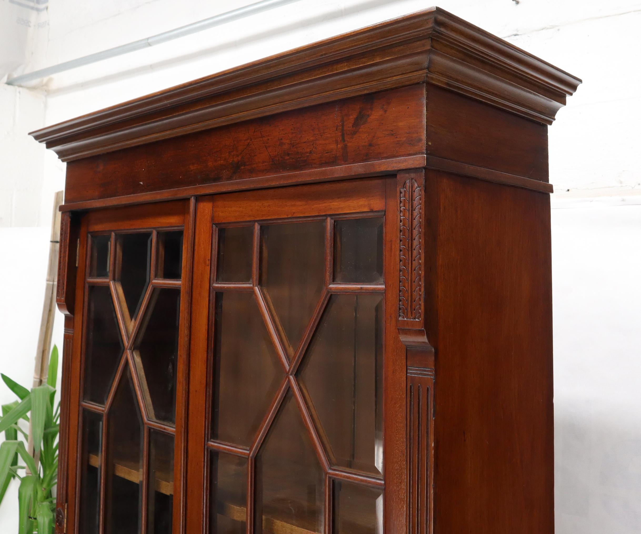 Tall Narrow English Turn of Century Mahogany Georgian Secretary Beveled Glass 7