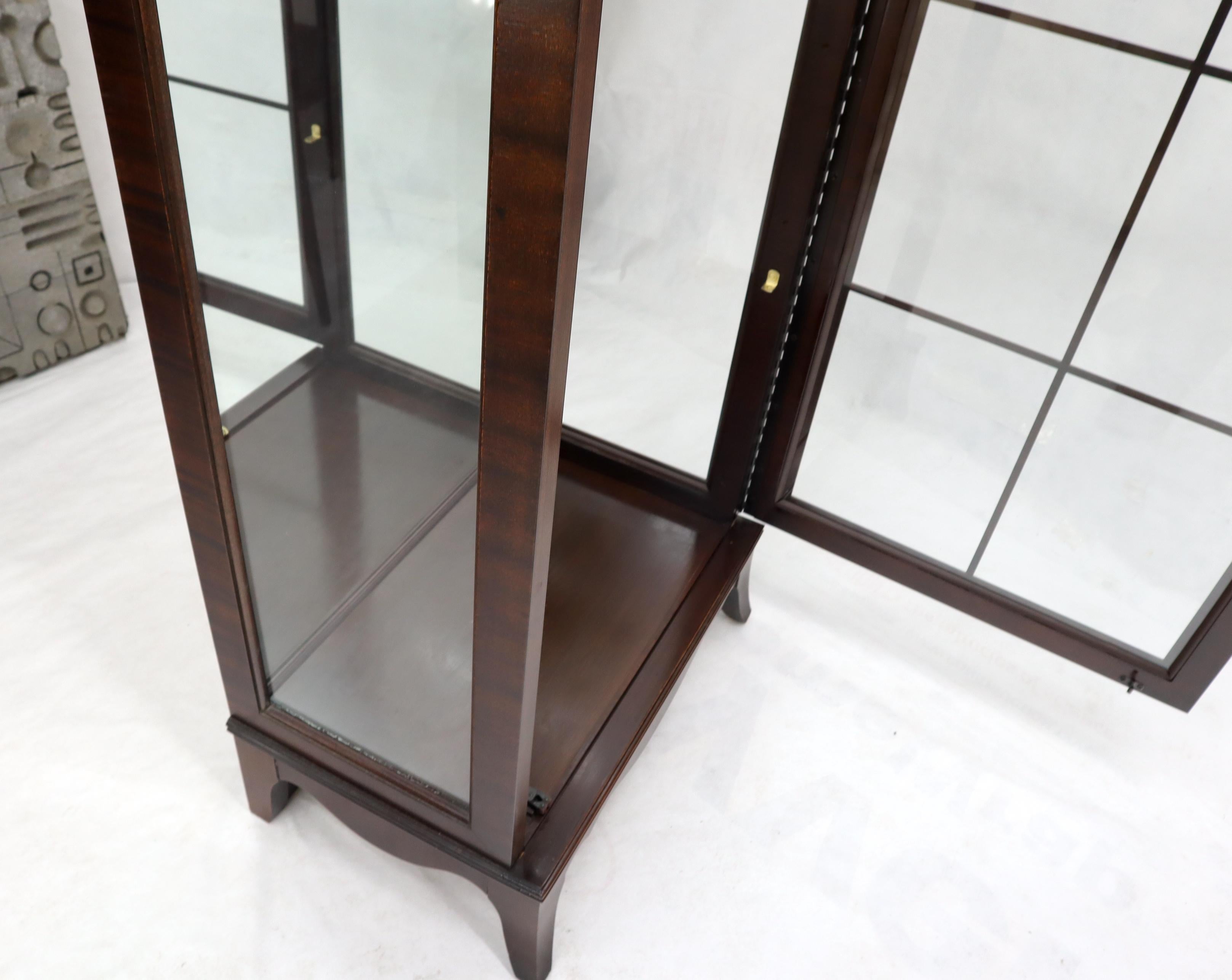 Tall Narrow Federal Style Mahogany Vitrine Curio Cabinet Book Case Glass Shelves 3