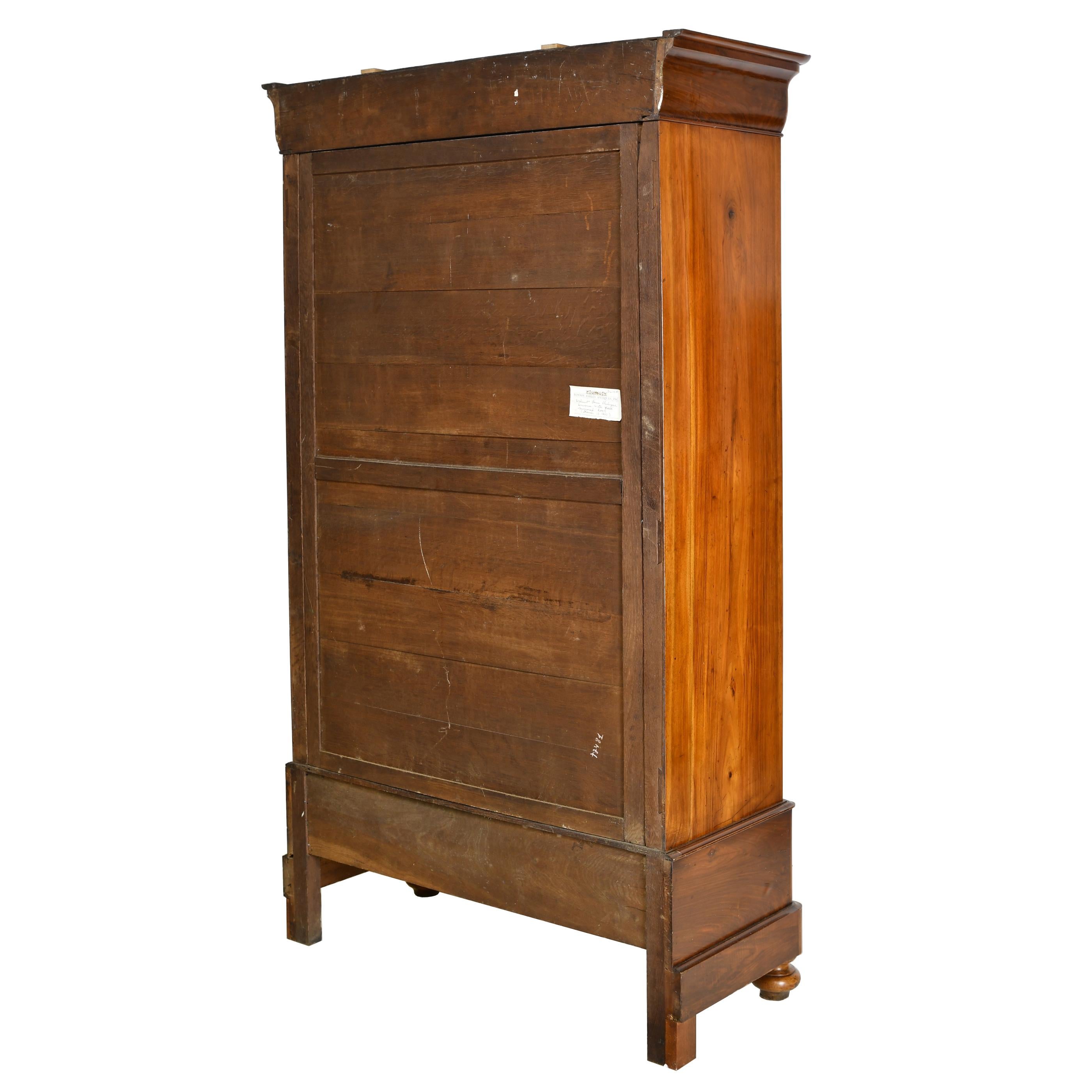 Walnut Tall and Narrow French Louis Philippe Armoire with Mirrored Door, circa 1830