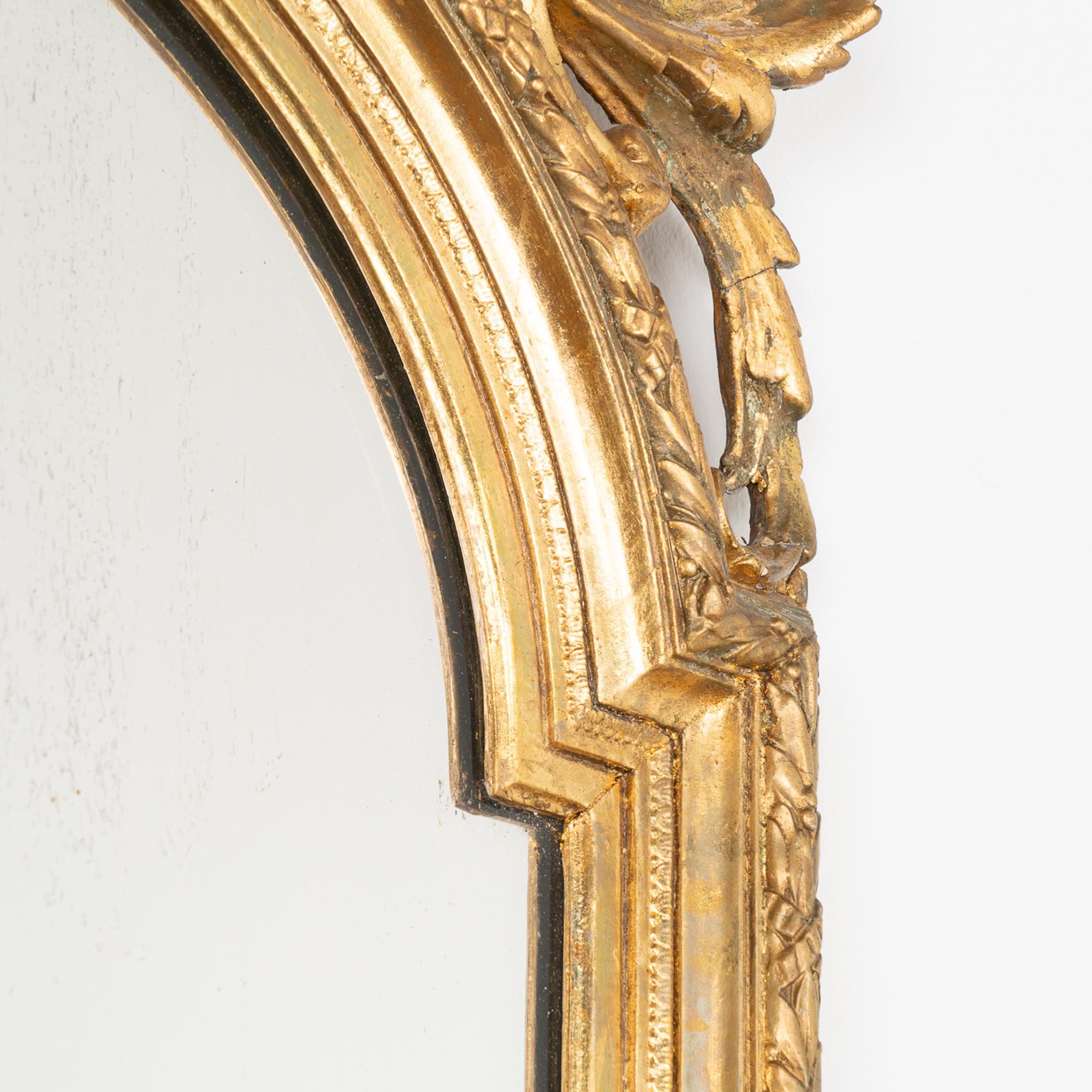 Tall Narrow Gold Gilt Mirror, Sweden Circa 1870-90 1