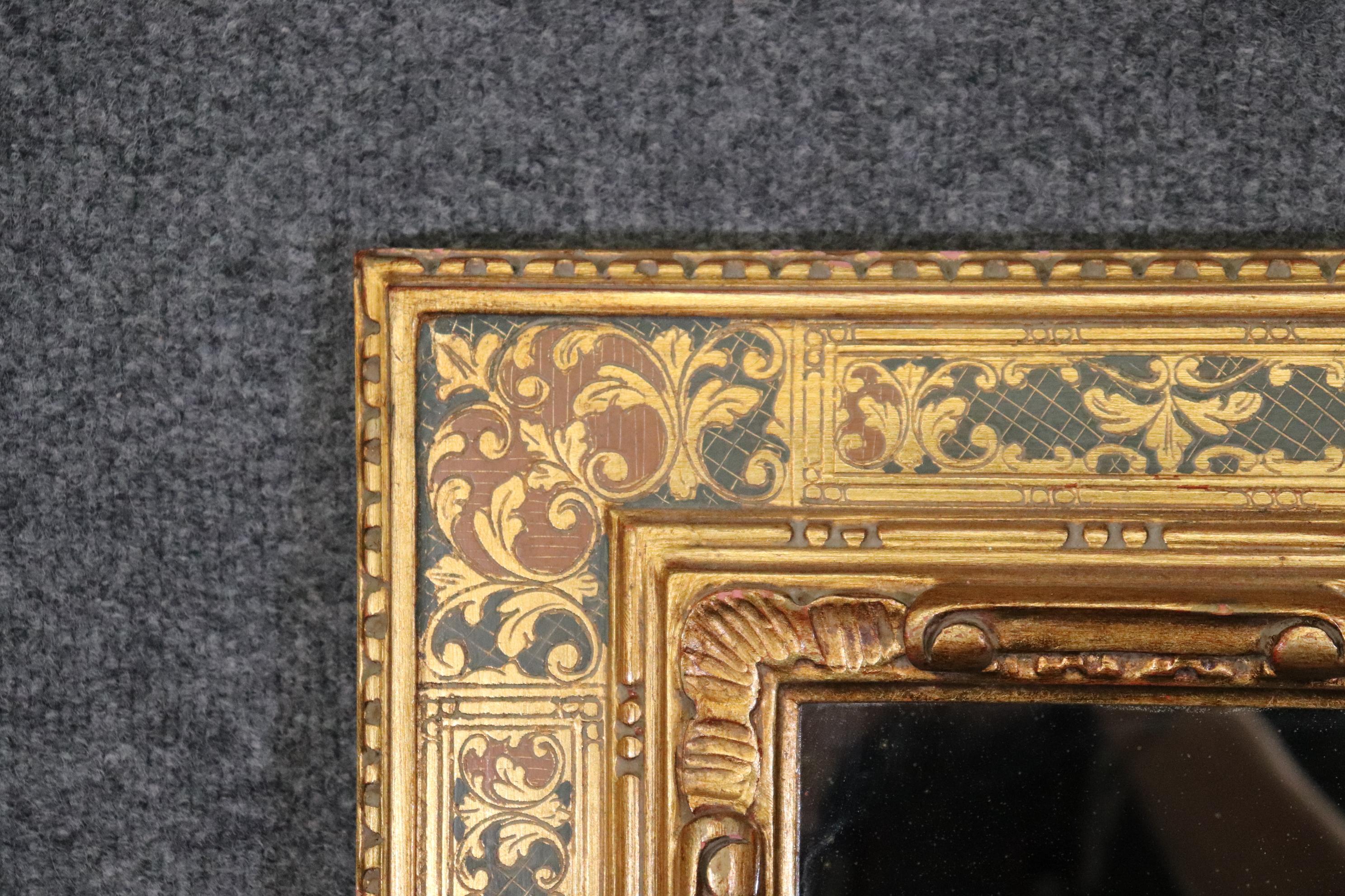 Rococo Revival Tall Narrow Italian Florentine Gilded Painted Mirror