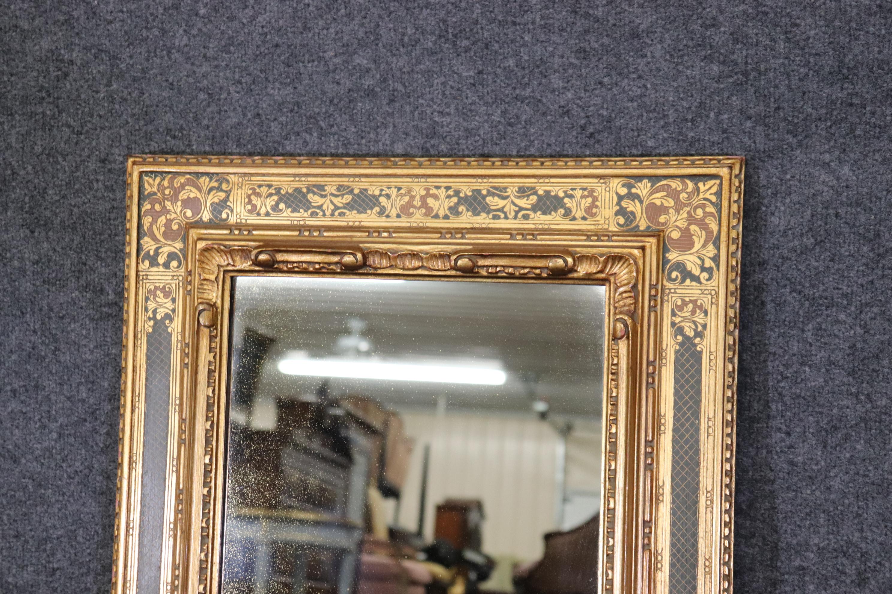 Tall Narrow Italian Florentine Gilded Painted Mirror  In Good Condition In Swedesboro, NJ