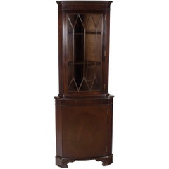 Tall Narrow Mahogany Single Door Corner Cabinet Cupboard