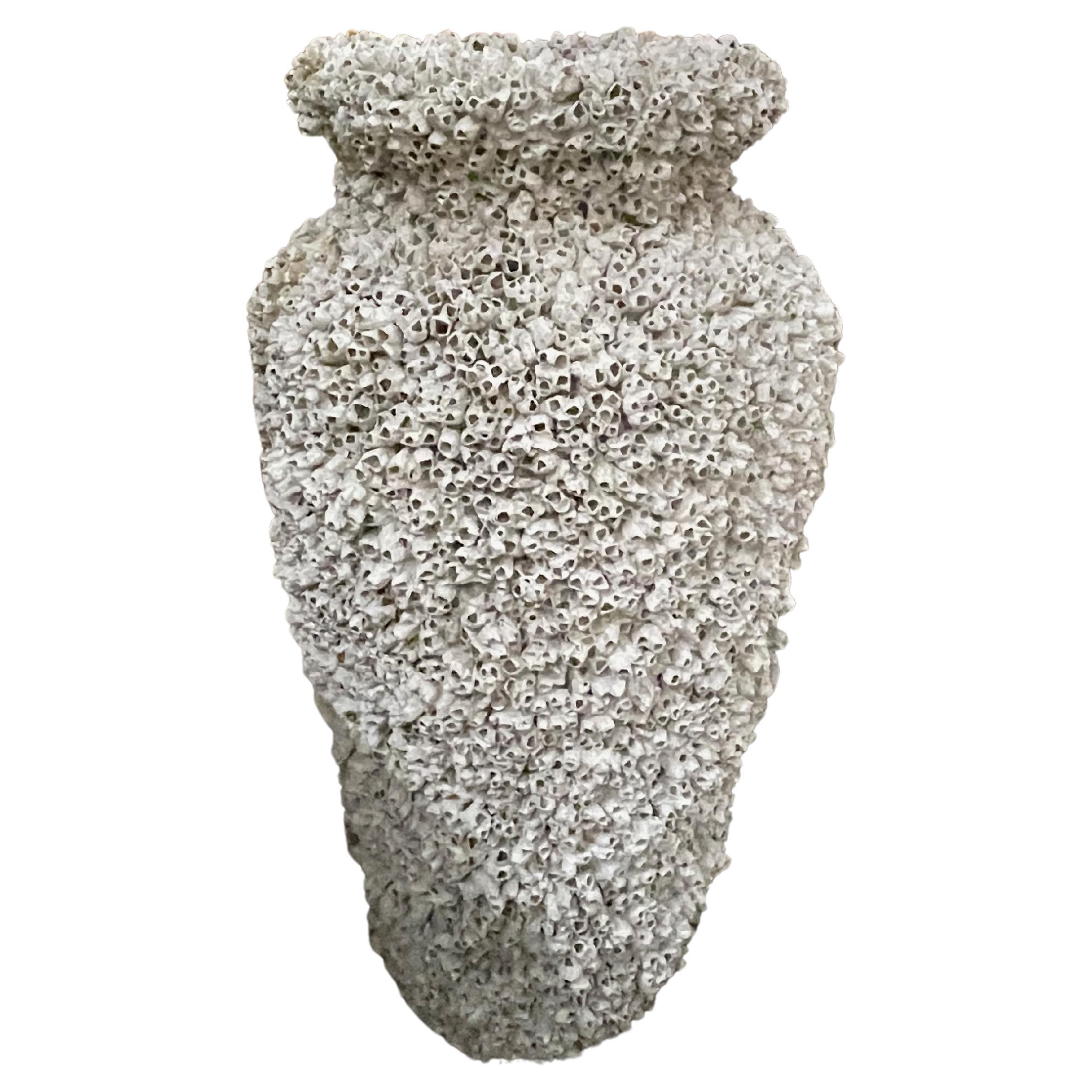 Tall Narrow Snail Covered Composition Stone Pot, Italy, 1950s