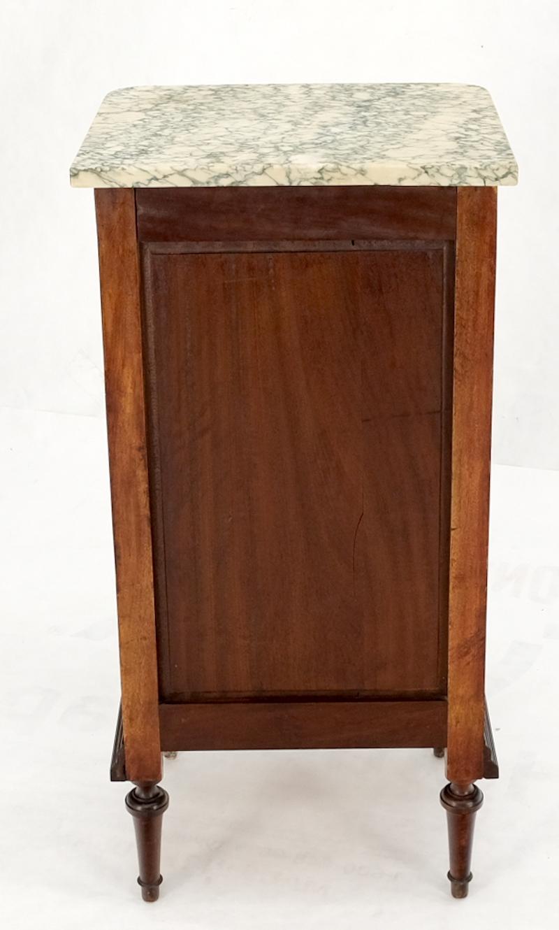Tall Narrow Walnut Marble Top Night Stands End Table Cabinet Porcelain Insert For Sale 7