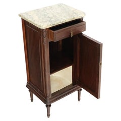 Tall Narrow Walnut Marble Top Night Stands End Table Cabinet Porcelain Insert