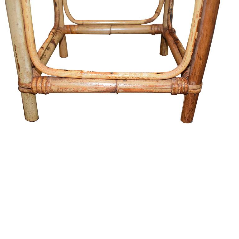Tall Natural Woven Rattan and Bamboo Plant Stand or Side Table at 1stDibs