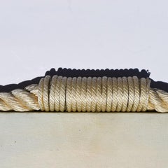 Grande peinture de voilier nautique avec cadre en corde, signée