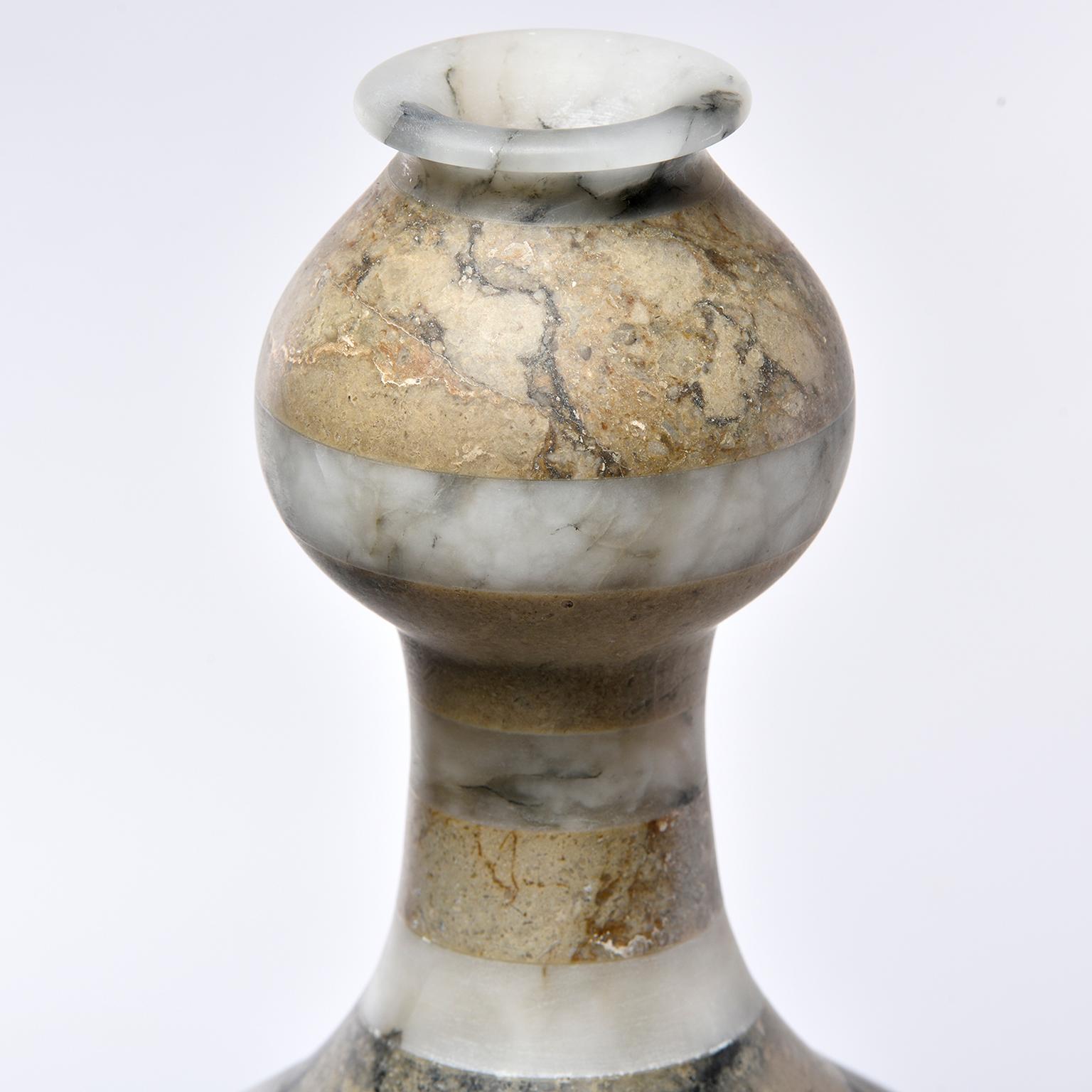 Italian Tall Neck Vase of Bardiglio Marble and Alabaster