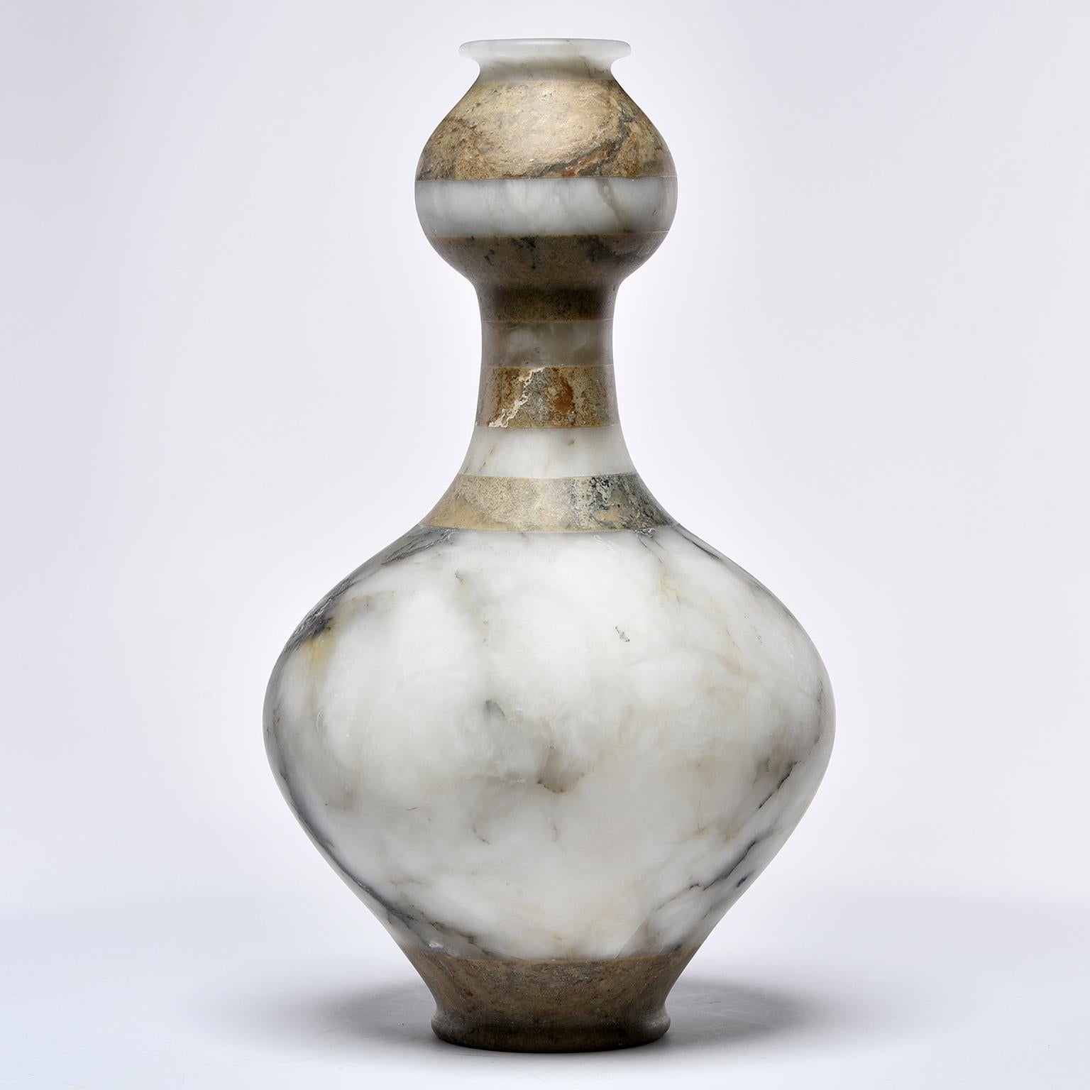 Tall Neck Vase of Bardiglio Marble and Alabaster 1