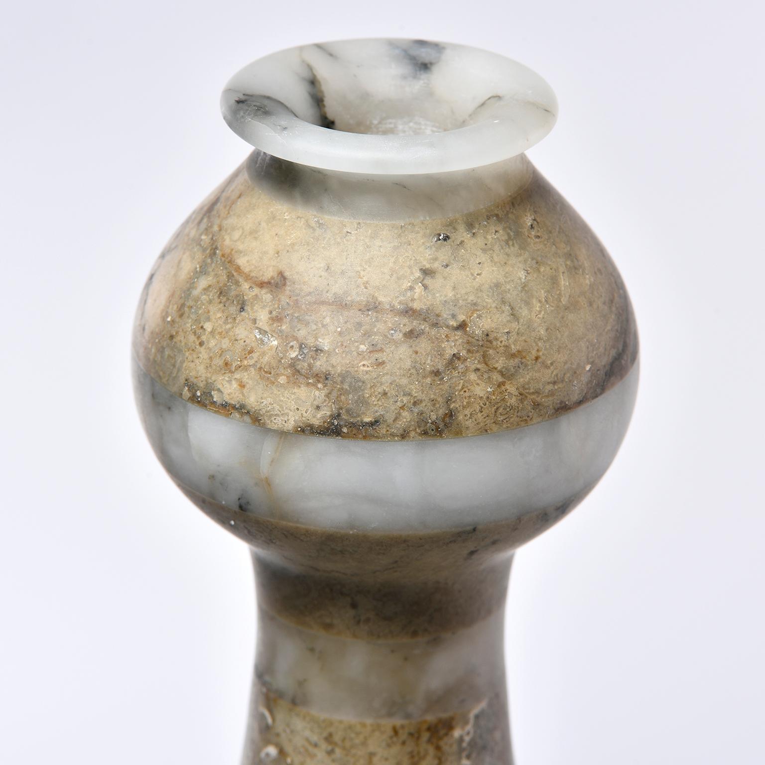 Tall Neck Vase of Bardiglio Marble and Alabaster 2