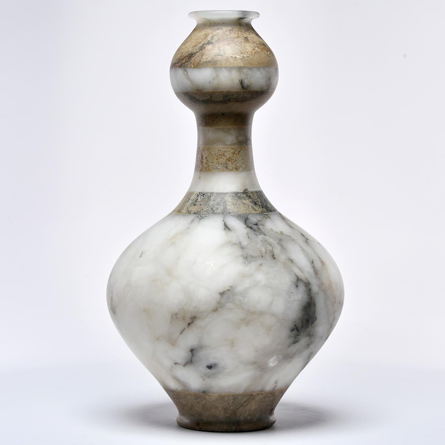 Tall Neck Vase of Bardiglio Marble and Alabaster 3