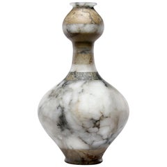 Tall Neck Vase of Bardiglio Marble and Alabaster