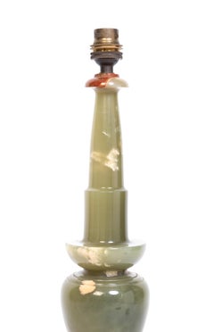 Tall Neoclassic Italian Green Onyx Neoclassic Table Lamp C.1950
