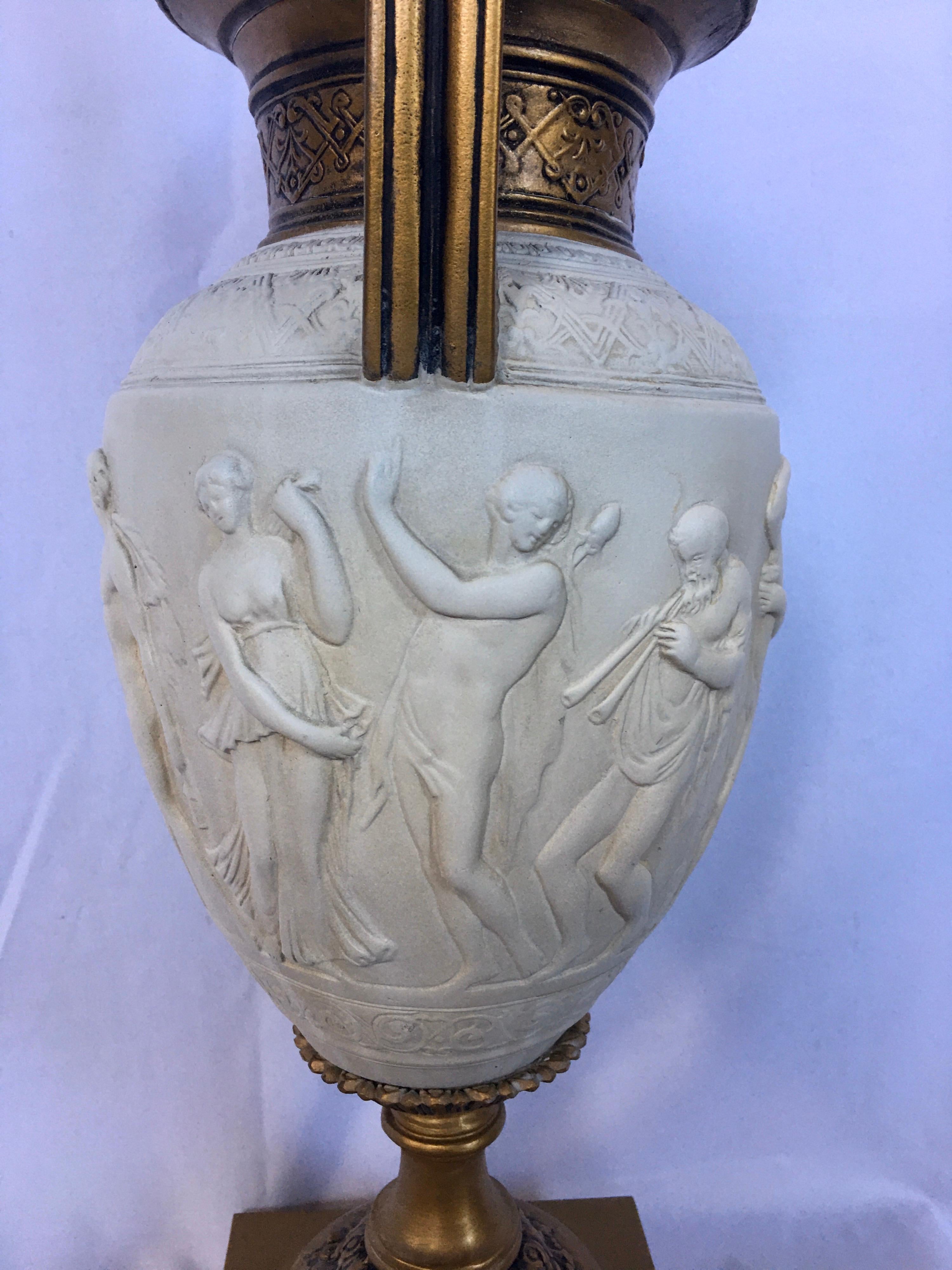 Tall Neoclassical Style Figure Handled Urn Table Lamp 7