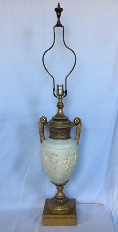 Tall Neoclassical Style Figure Handled Urn Table Lamp