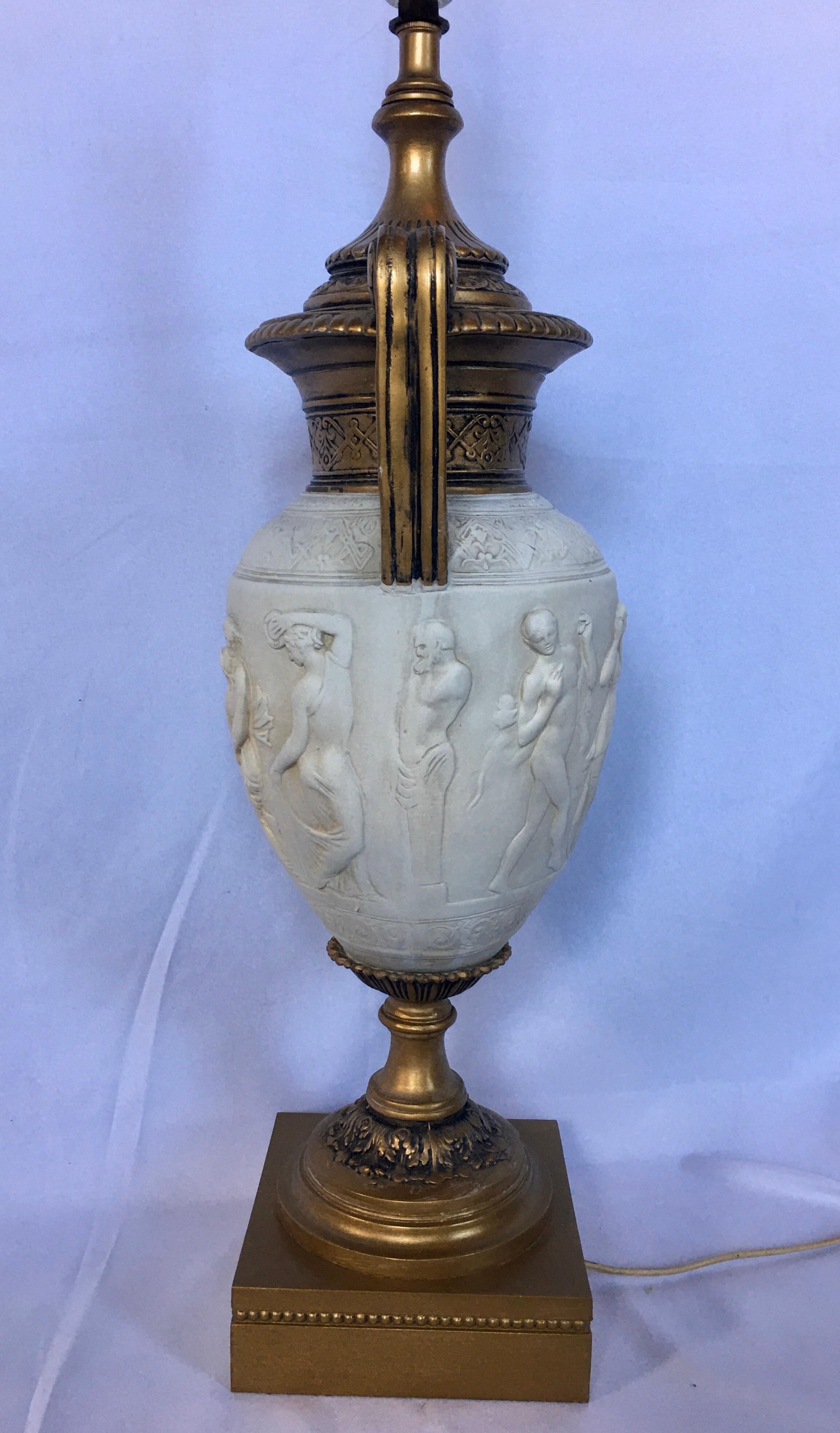 Tall Neoclassical Style Figure Handled Urn Table Lamp 1