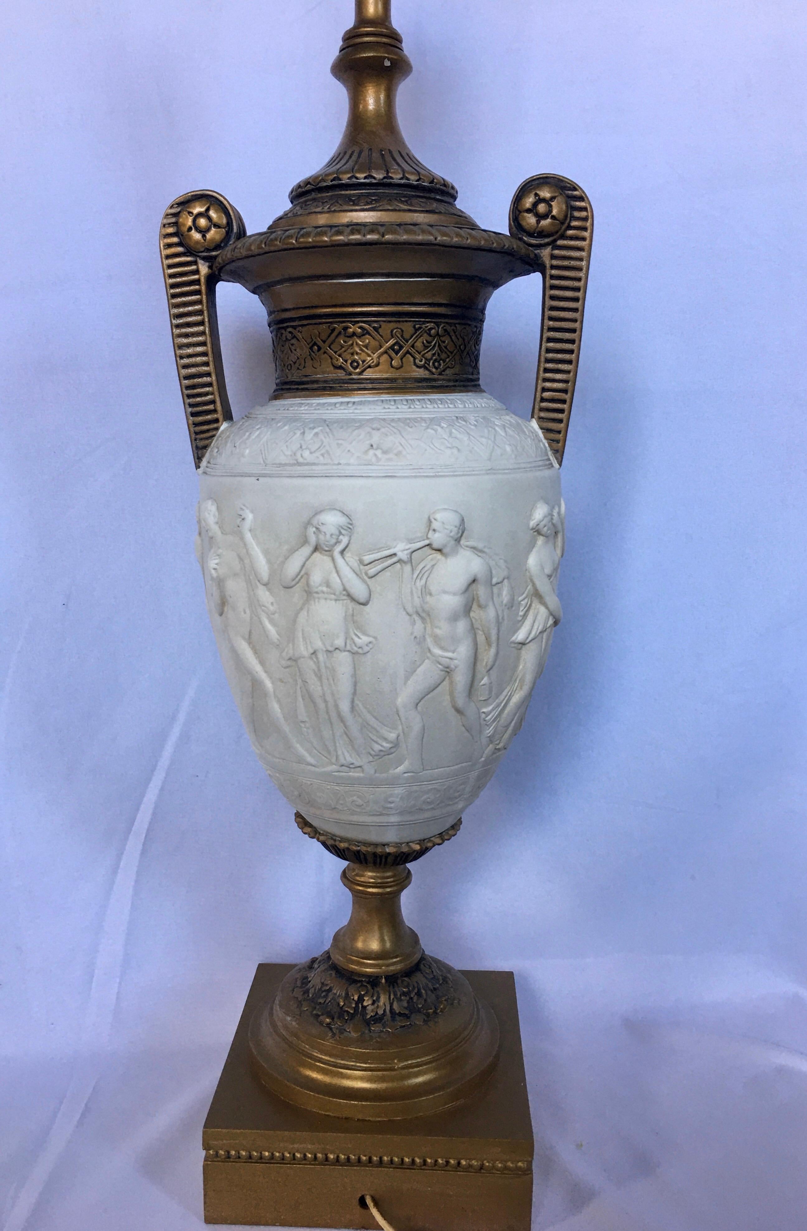 Tall Neoclassical Style Figure Handled Urn Table Lamp 2
