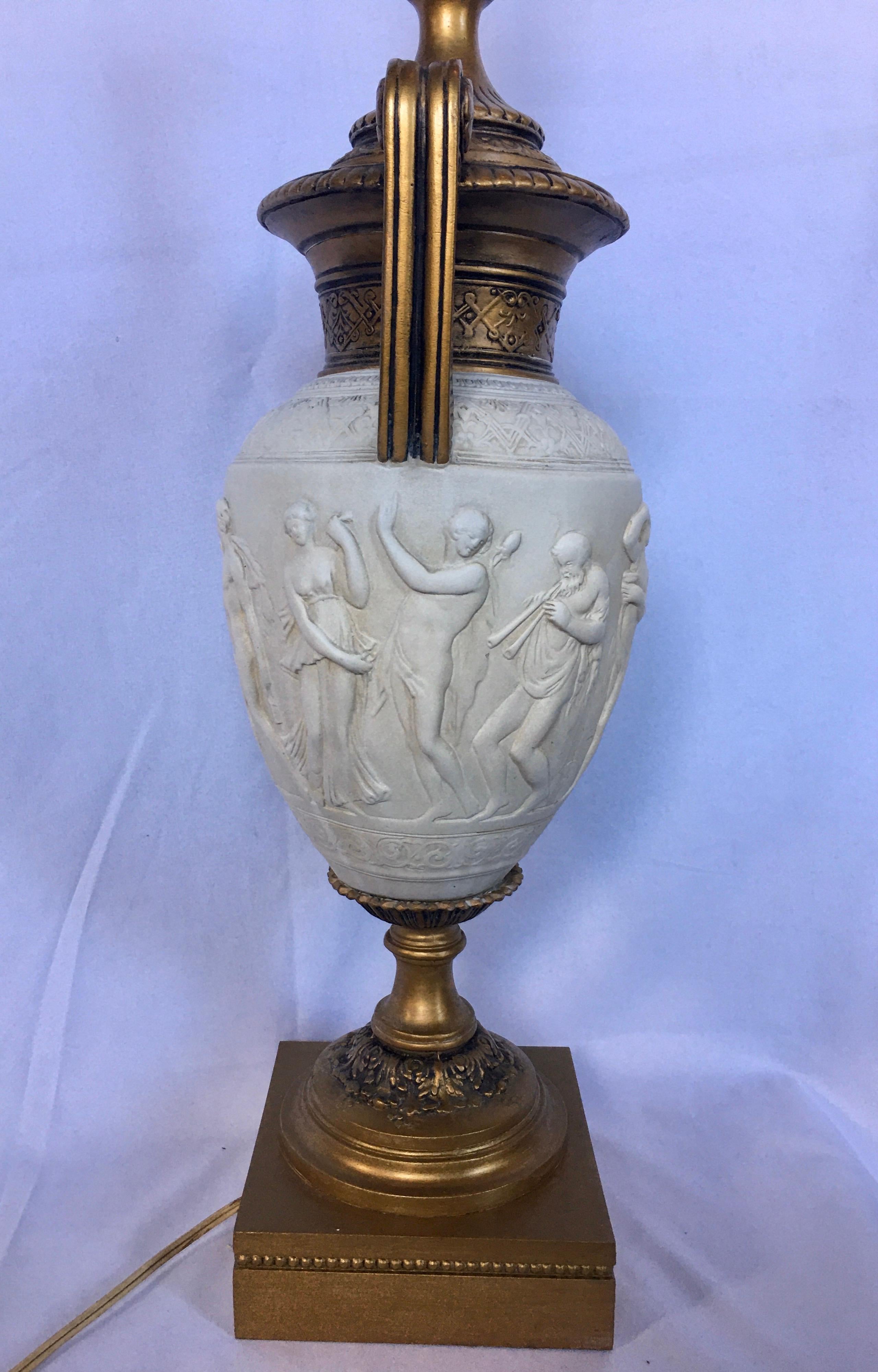 Tall Neoclassical Style Figure Handled Urn Table Lamp 3