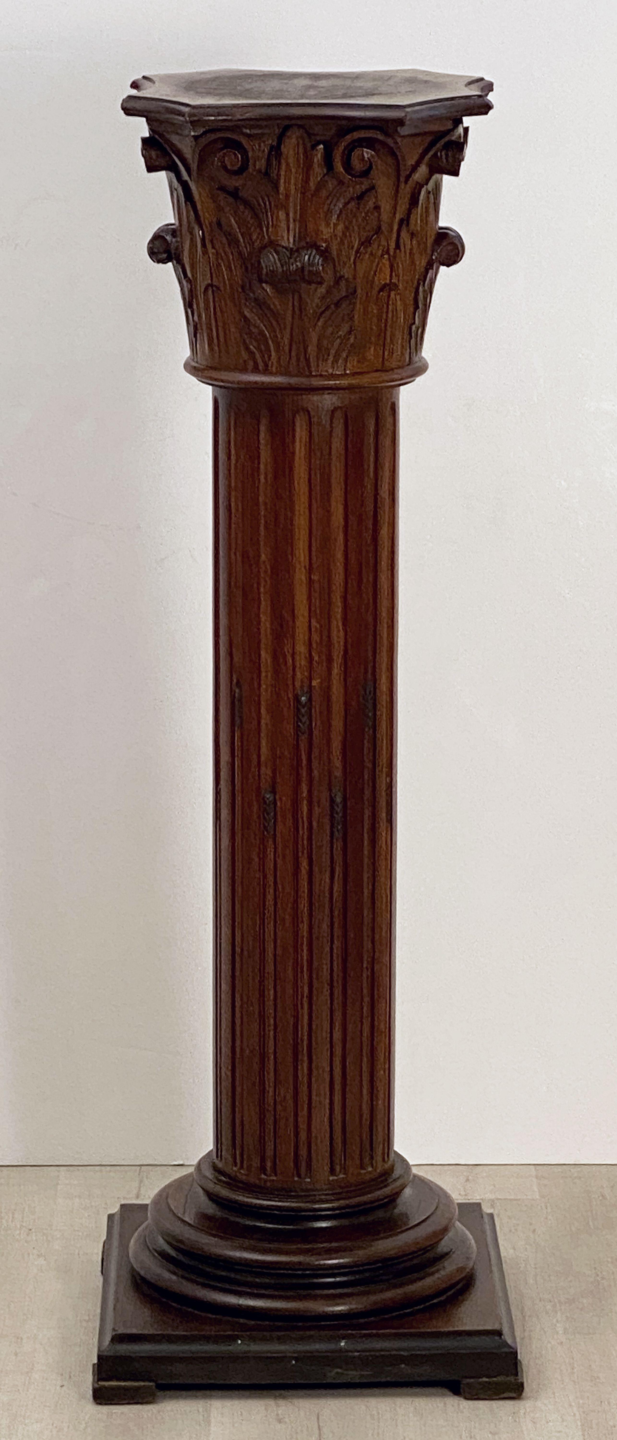 Tall Neoclassical Wooden Column Pedestal Stand or Plinth from France 2