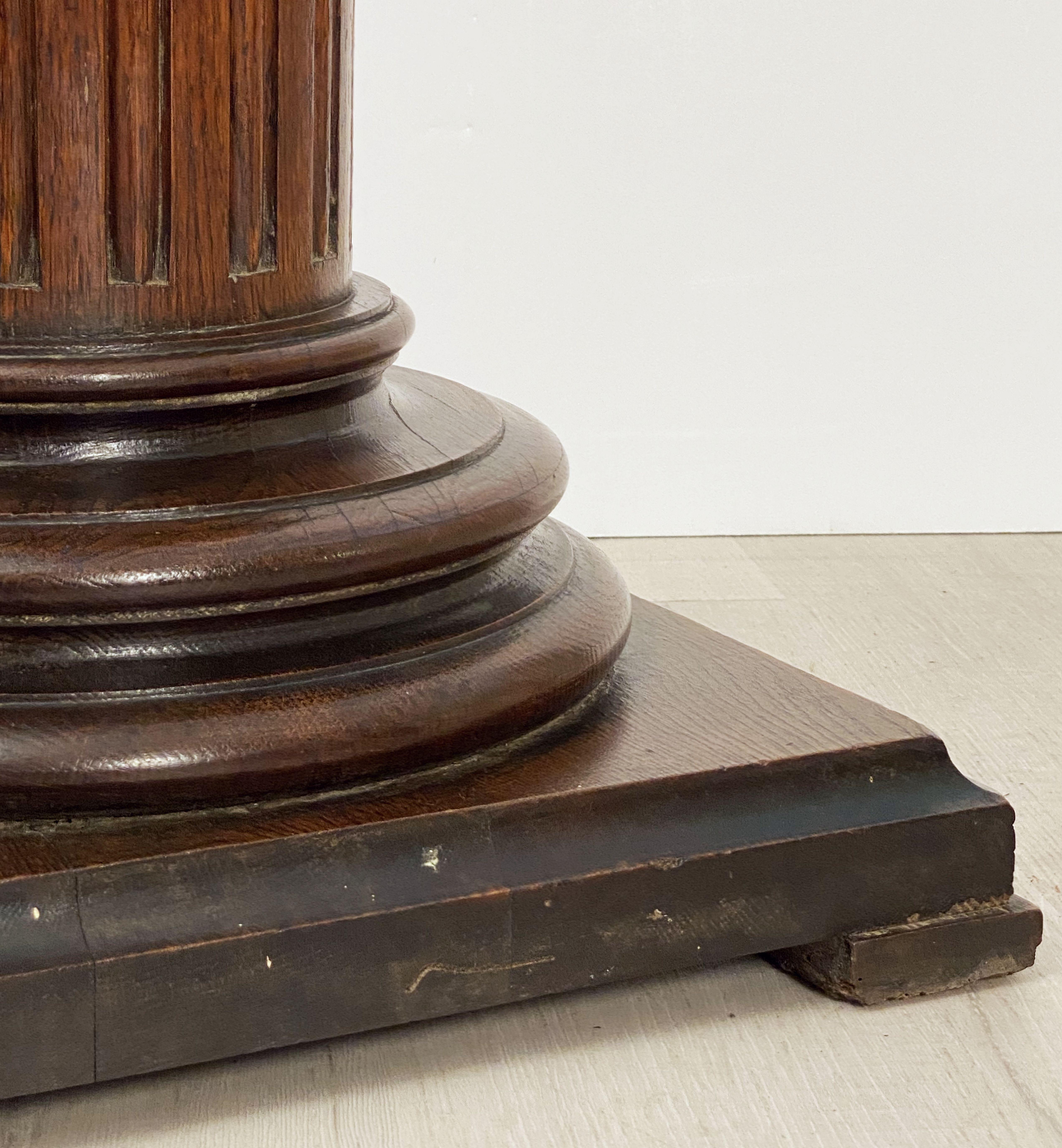Tall Neoclassical Wooden Column Pedestal Stand or Plinth from France 7