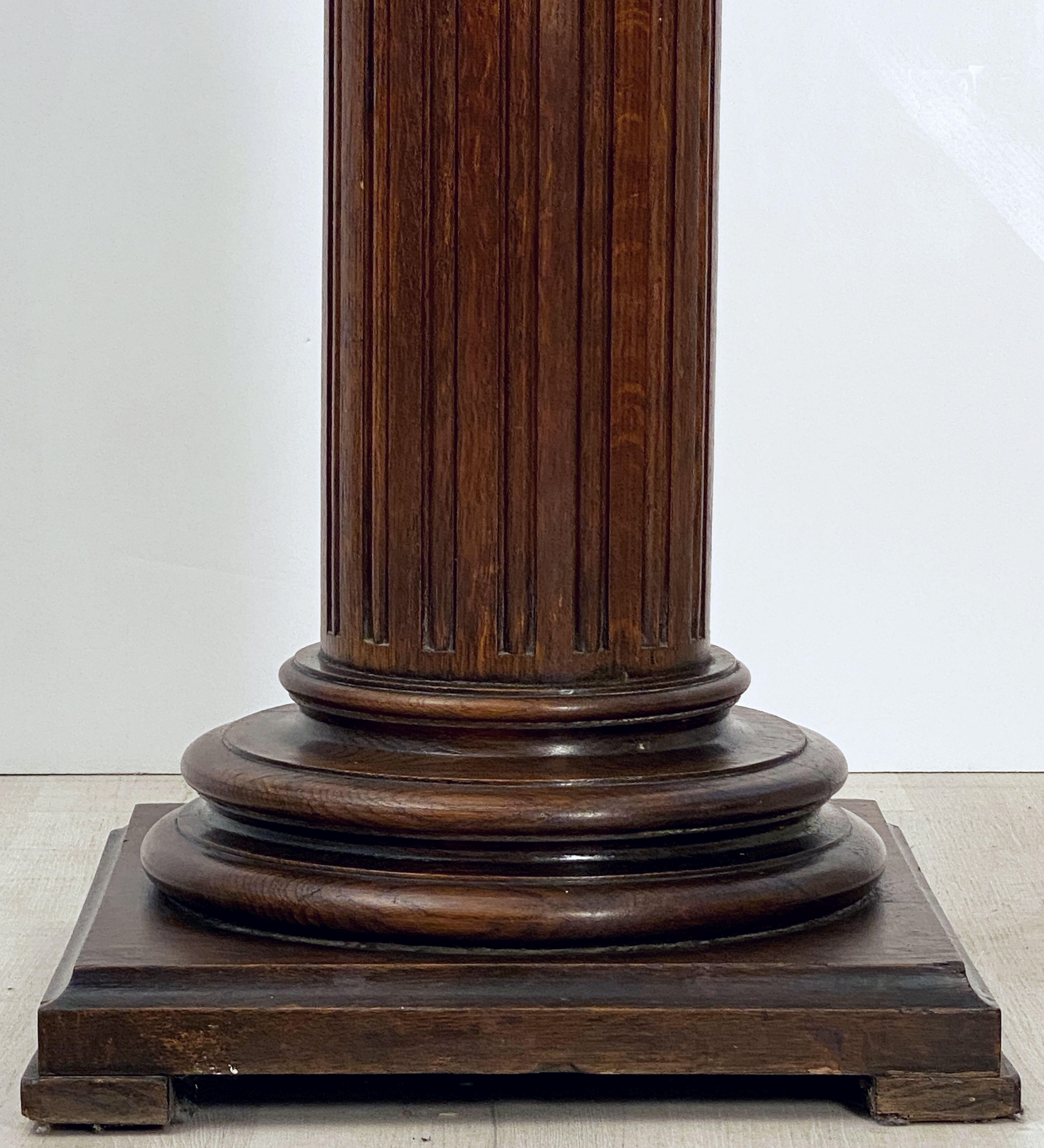 Tall Neoclassical Wooden Column Pedestal Stand or Plinth from France In Good Condition In Austin, TX