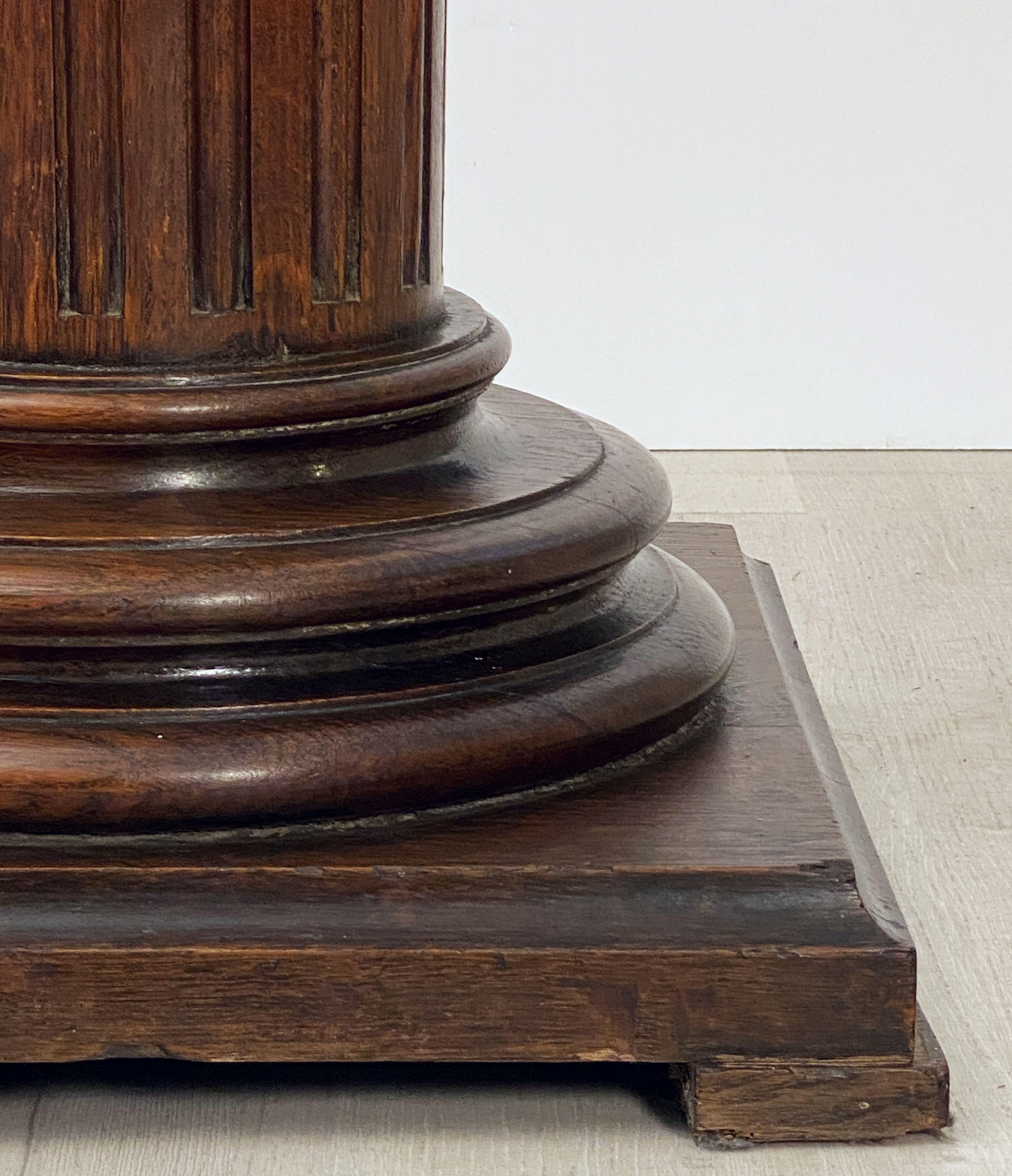 19th Century Tall Neoclassical Wooden Column Pedestal Stand or Plinth from France
