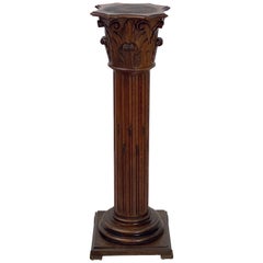 Tall Neoclassical Wooden Column Pedestal Stand or Plinth from France