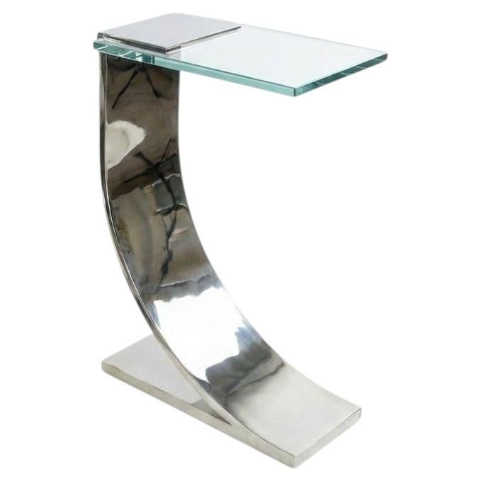 Tall Nickel Plated "Z" Side Table For Sale