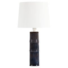 Vintage Tall Night Blue Carl-Harry Staalhane Table Lamp by Rörstrand in Sweden, 1960s