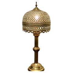 Antique Tall North African Brass Table Lantern