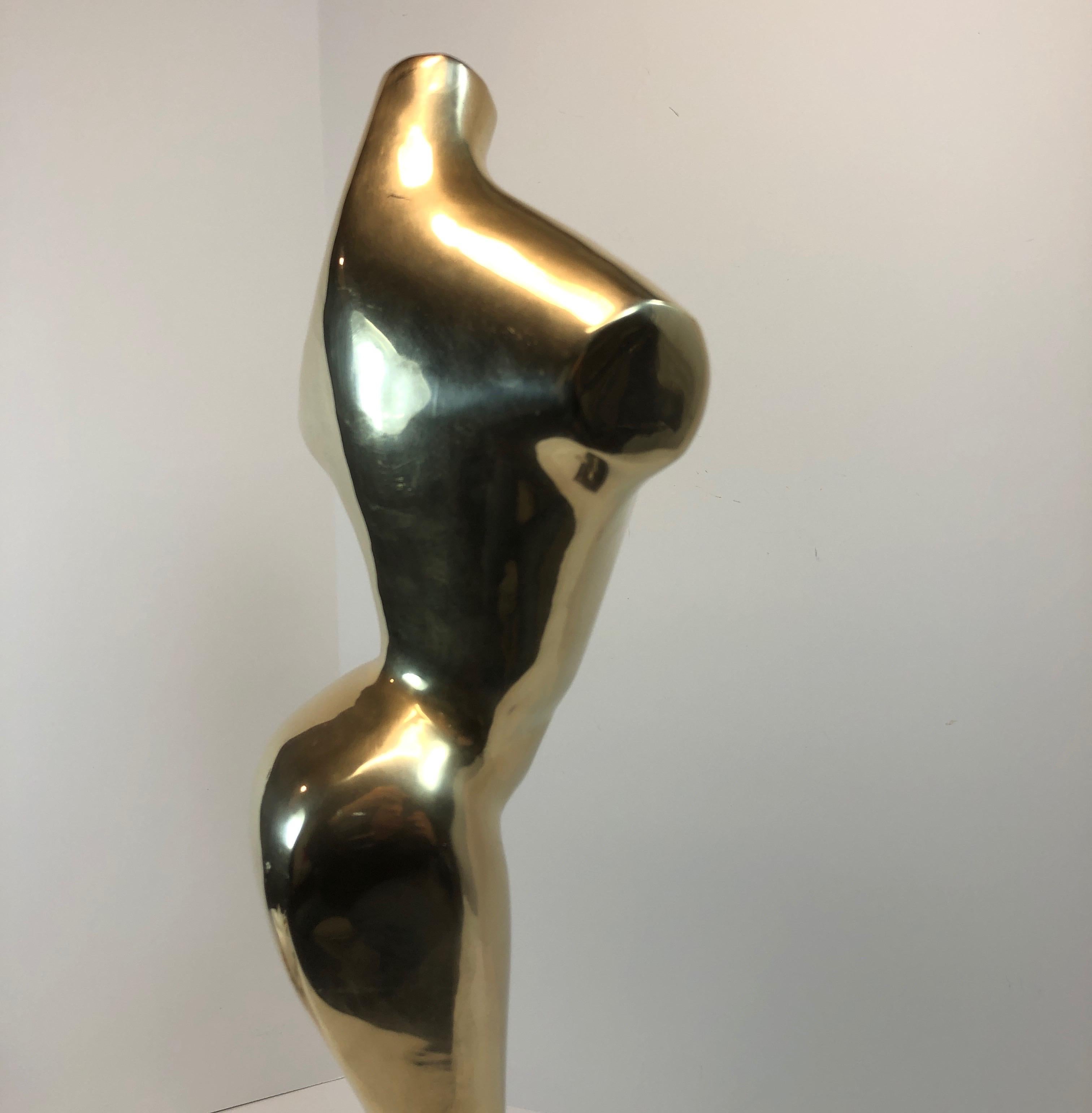 Tall Nude Curvy Female Brass Sculpture 3