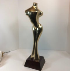 Tall Nude Curvy Female Brass Sculpture