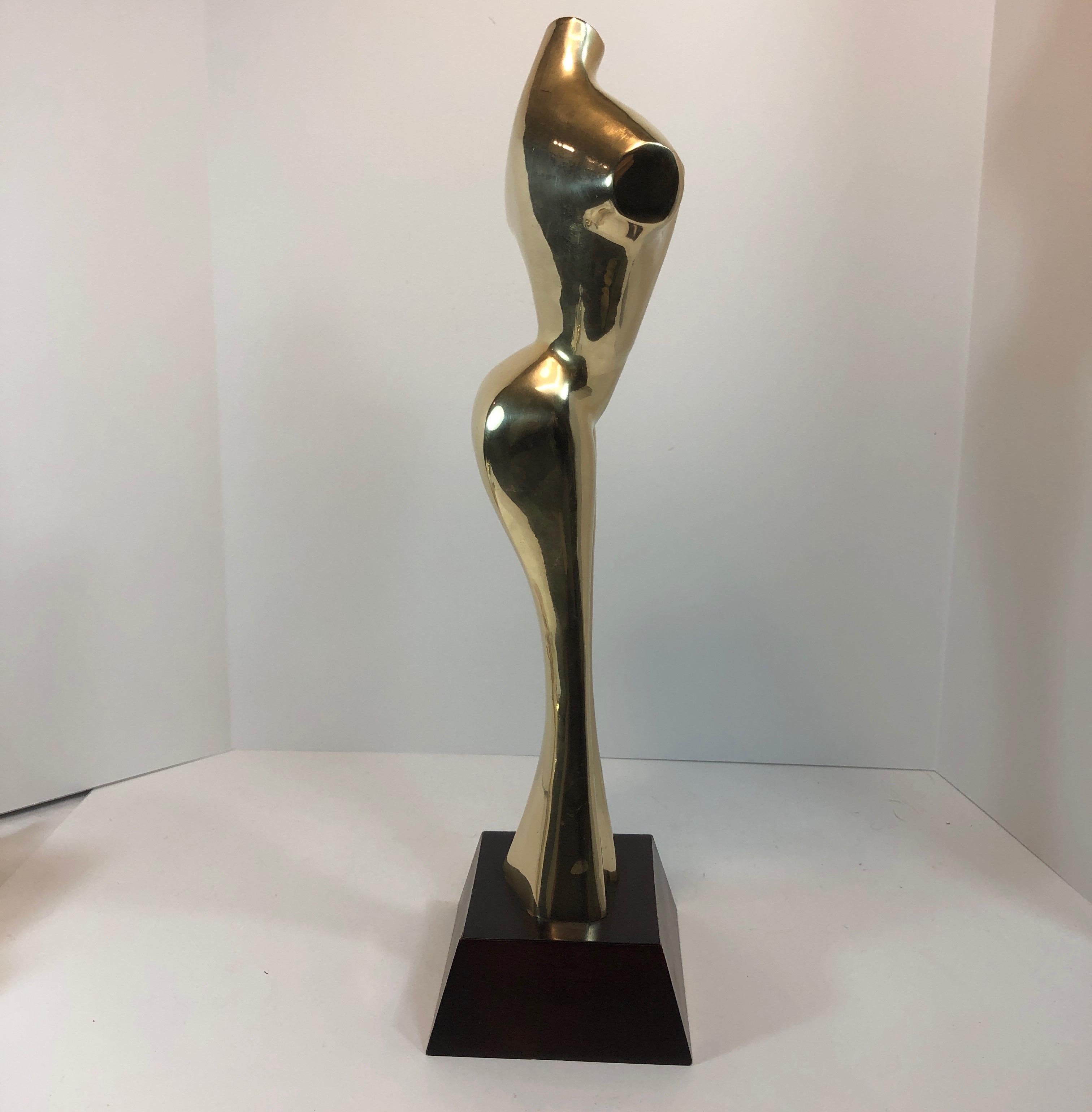 Polished Tall Nude Curvy Female Brass Sculpture
