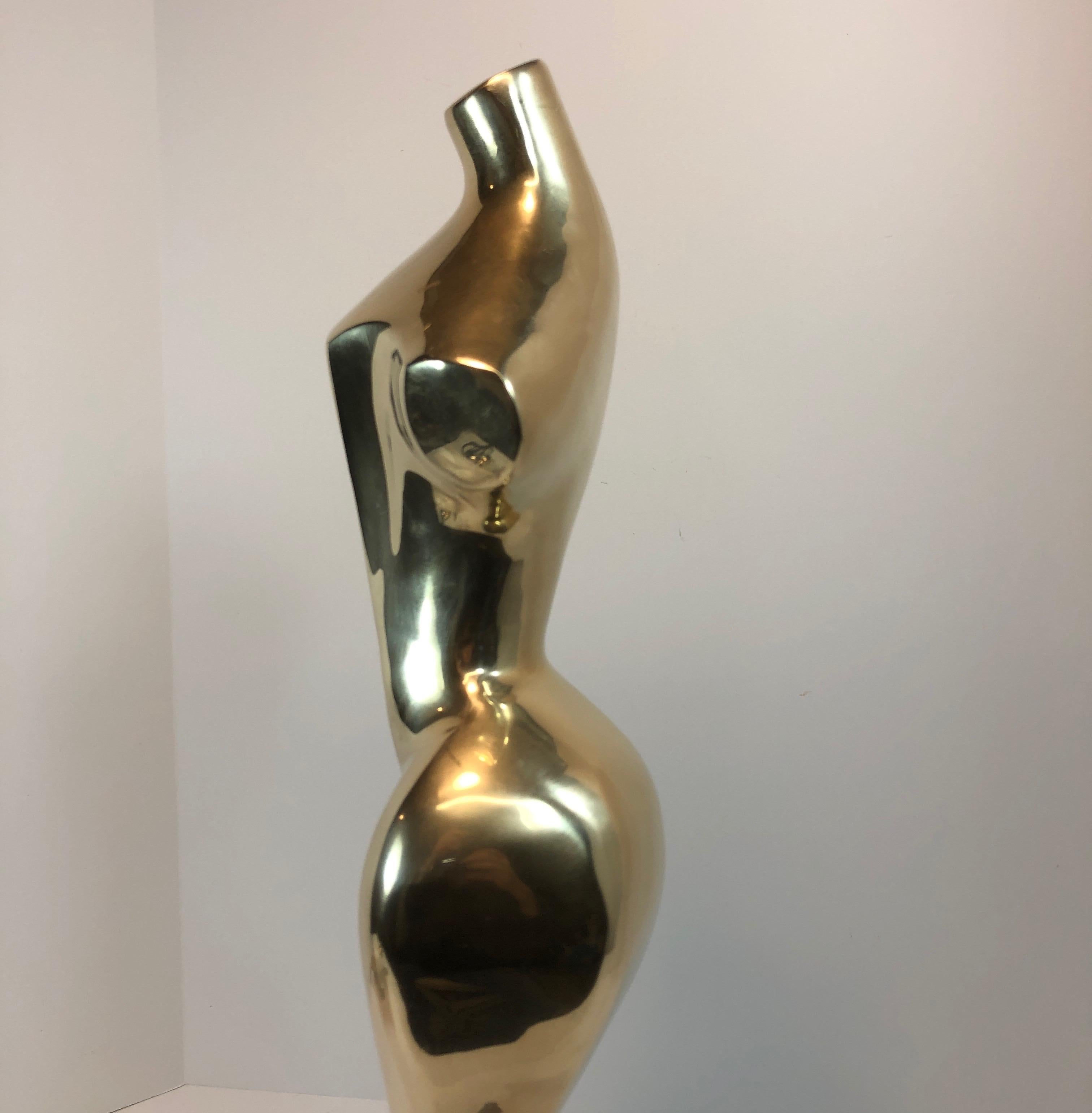 Tall Nude Curvy Female Brass Sculpture 1