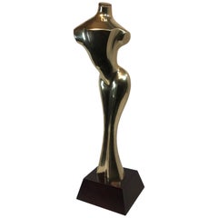 Tall Nude Curvy Female Brass Sculpture