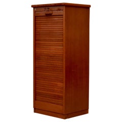 Used Tall Oak Eeka File Cabinet with Tambourd Door and Record Storage