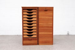 Tall Oak Eeka File Cabinet with Tambourd Door