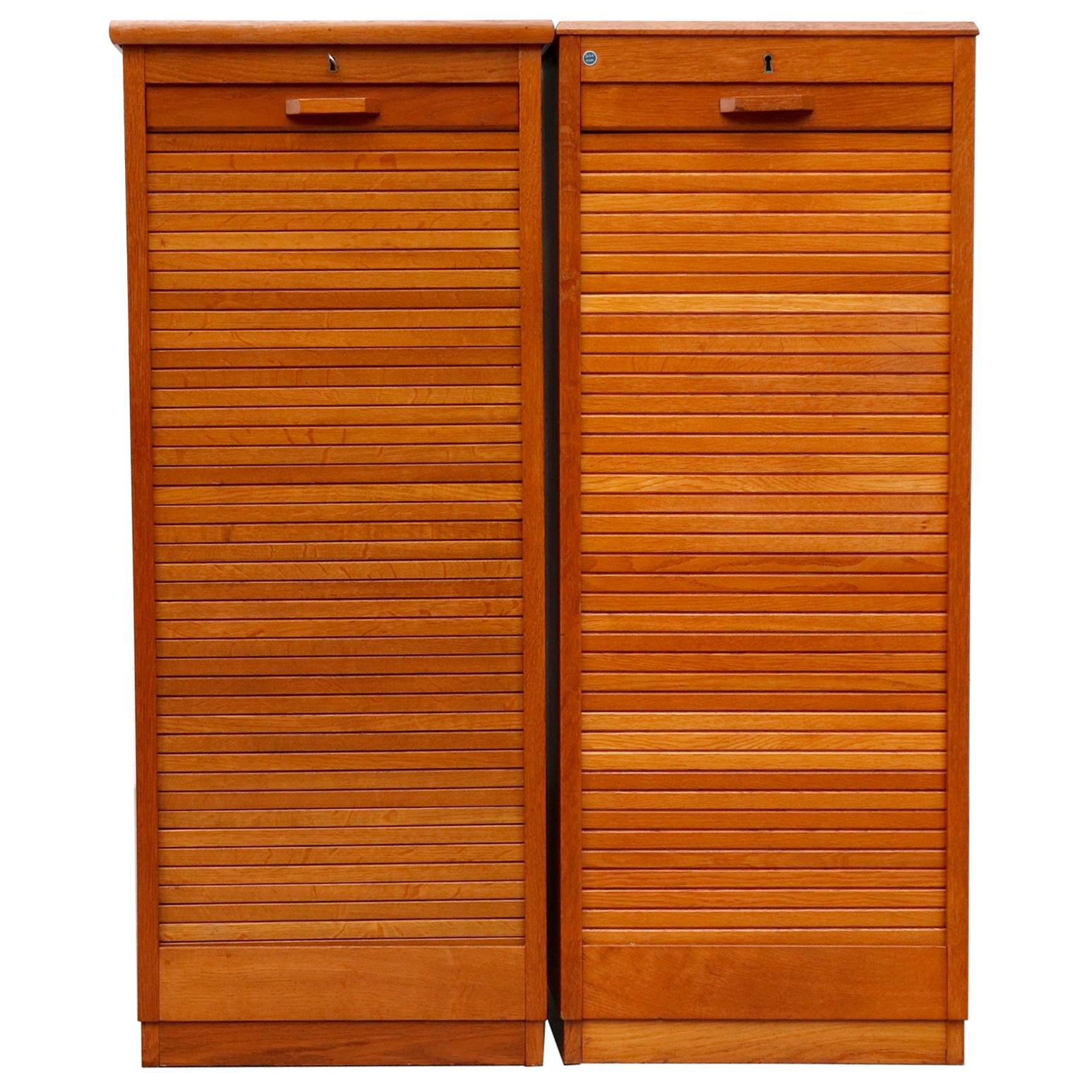 Tall Oak Eeka File Cabinet with Tambourd Door
