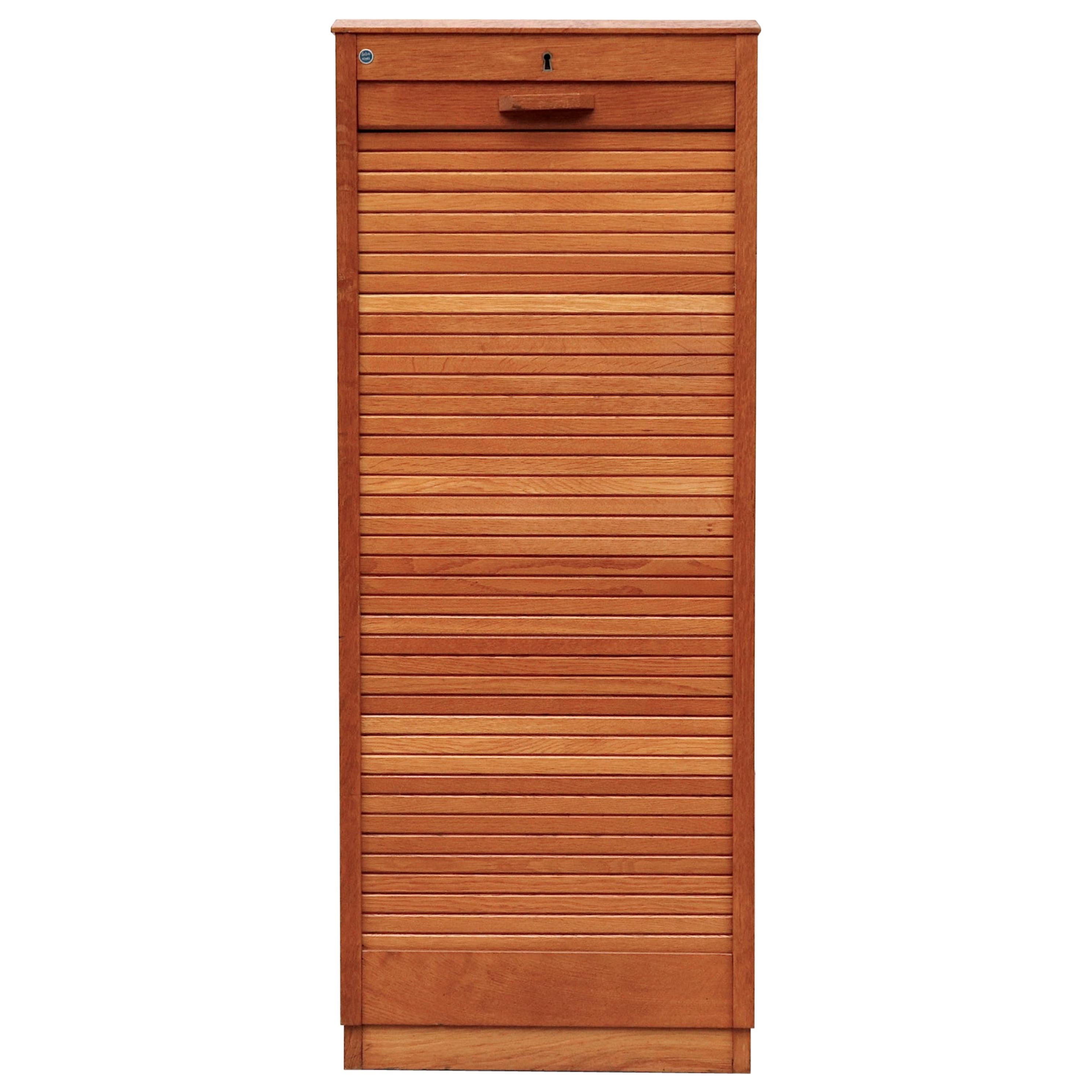 Tall Oak Eeka File Cabinet with Tambourd Door