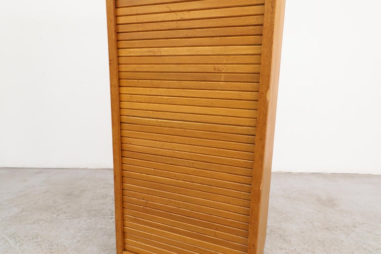 Tall Oak Eeka Filing Cabinet with Tambour Door For Sale 4